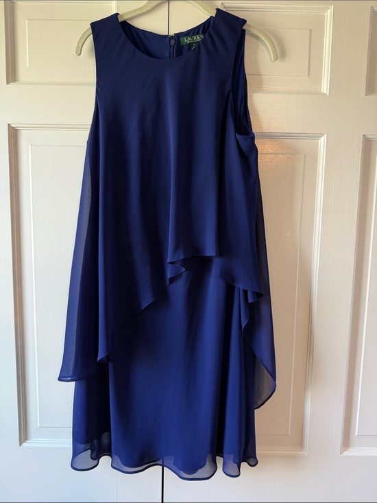 Lauren Ralph Lauren Dresses & Skirts - Lauren Ralph Lauren Deep Navy Layered Chiffon Sleeveless Shift Dress Size 12